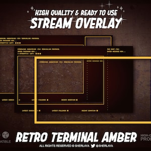 3x Stream Overlay Retro Terminal Amber / Vintage / VGA / Pixelart / DOS / Terminal / Computer / Fallout / Apokalypse