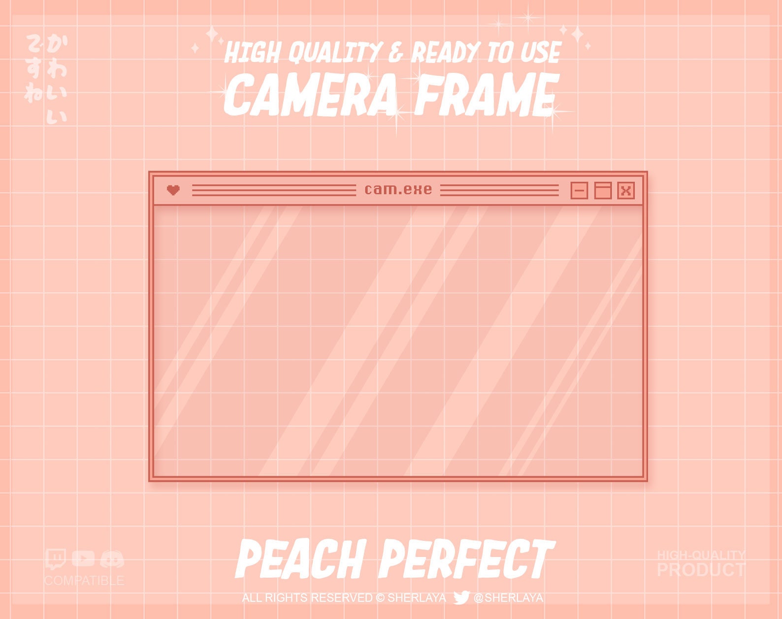 Webcam Overlay Peach Perfect Windows  Pastel  Border  Pixel  Retro   Twitch  Cute  Camera  Frame - Etsy