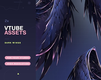 Vtuber Assets Dark Wings / Vtube / Vtubing / Twitch / Kawaii / Manga / Cute / Angel / Watercolor / Feathers / Demon