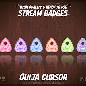 6x Twitch Badges Ouija Cursor  / Sub / Bit / Halloween / Hallows Eve / Seance / Tarot / Witch / Wicca / Goth / Pastel