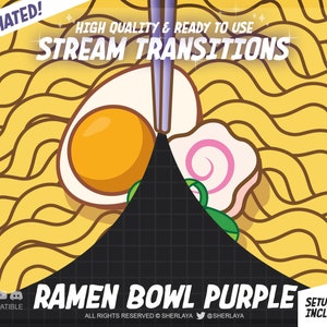1x Stinger Transition Ramen Bowl Purple / Twitch / Japan / Noodles / Bowl / Kawaii / Overlay / Stinger / Phase Transition / Scenes