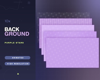 10x Vtuber Animated Stream Backgrounds Purple Stars / Vtuber / Vtube / Assets / Cute / Blue / Water / Kawaii / Lilac / Lavender