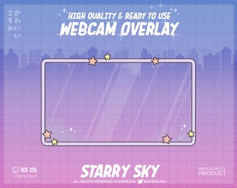 2x Camera Overlay Starry Sky Pastel / Frame / Twitch / Starry / Kawaii / Manga / Clouds / Cute / Stars