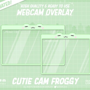 2x Animated Webcam Overlay Cutie Cam Froggy / Pastel / Cute / Camera Overlay / Orange / Sailor / Rose / Frog / Green