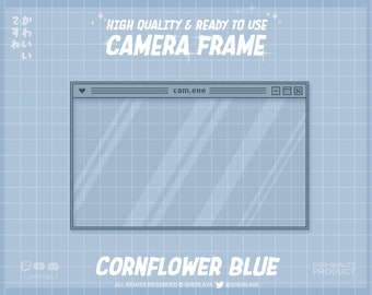 Webcam Overlay Cornflower Blue Windows / Pastel / Border / Pixel / Retro / Twitch / Cute / Camera / Frame