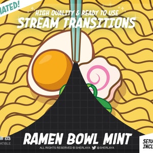 1x Stinger Transition Ramen Bowl Mint / Twitch / Japan / Noodles / Bowl / Kawaii / Overlay / Stinger / Phase Transition / Scenes