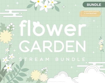 Twitch Flower Garden Stream Package Celestial / Cherry Blossom / Spring / Pastel / Mint / Overlay / Kawaii / Twitch / Animated / Clouds