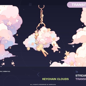 1x Stinger Transition Keychain Clouds / Pastel / Twitch / Japanese / Stars / Sky / Colofurl / Pink / Purple / Gold / Scenes / Vtuber