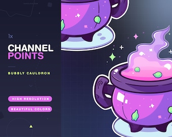 Twitch Channel Points Bubbly Cauldron / Point / Halloween / Discord / Witchy / Witch / Wicca / Purple/ Green / Cute