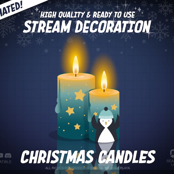 1x Animated Stream Decoration Christmas Candle Penguin / Christmas / Advent / Winter / Xmas / Season / December / Cozy / Snowfall