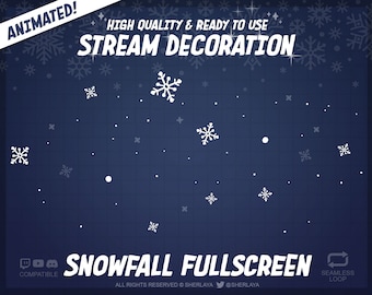 1x Animated Stream Decoration Snowfall Fullscreen Overlay / Christmas / Advent / Winter / Xmas / Season / December / Cozy / Lights
