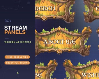 30x Panels Wooden Adventure / World / RPG / Warcraft / Crafting / Concept Art / Leaves / Plants / Sign / Forest / Wood