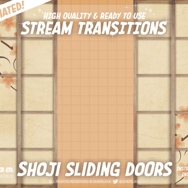 4x Stinger Transition Shoji Sliding Doors / Twitch / Japanese / Futon / Ryokan / Overlay / Koi / Sakura / Brown / Scenes