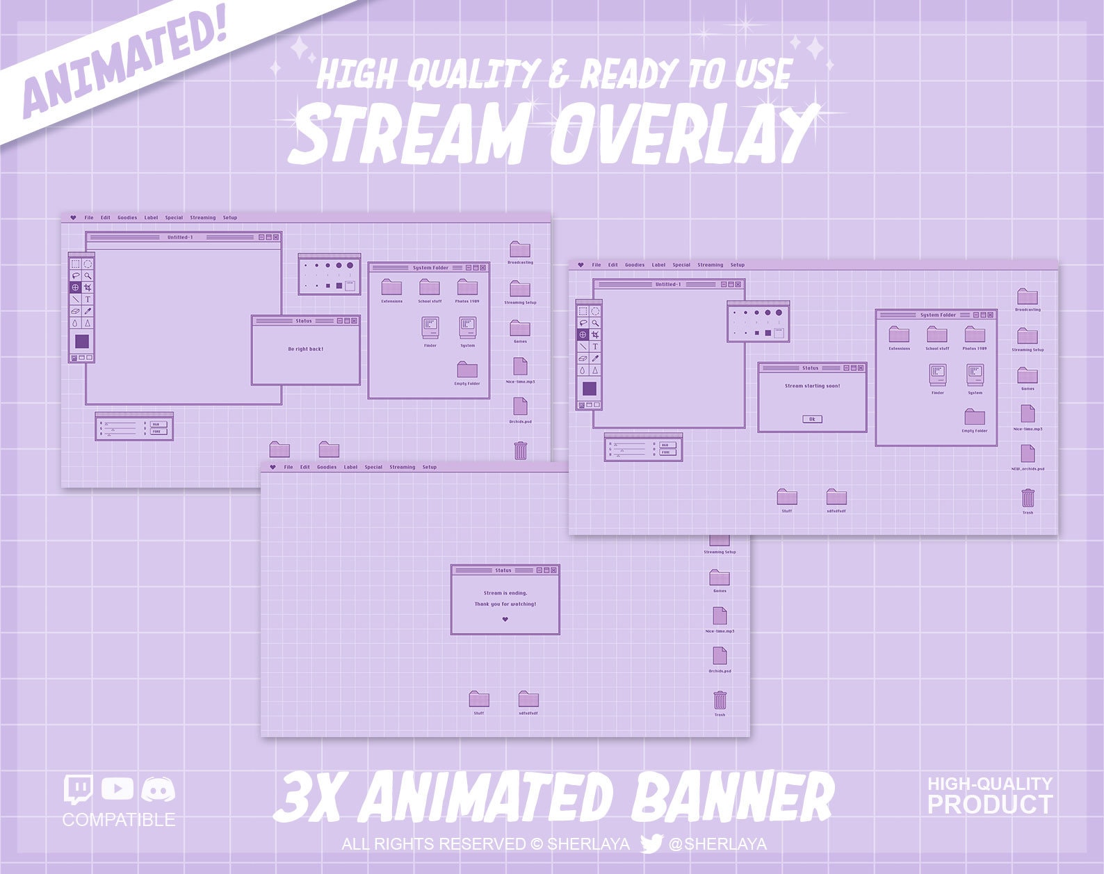 Animated Overlay Sweet Lavender Overlay COMPLETE PACK Retro / Cute ...