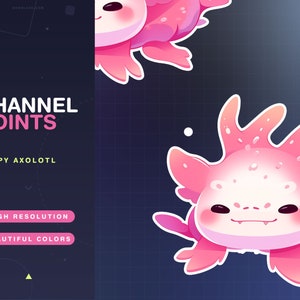 Twitch Channel Points Happy Axolotl / Point / Pastel / Discord / Kawaii / Manga / Cute / Purple