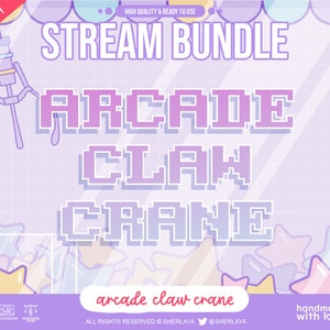 Twitch Arcade Claw Crane Machine Purple Stream Package / Fun Fair / Pastel / Overlay / Border / Kawaii / Twitch / Pixel / Pink / Star