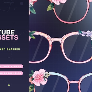 2x Vtuber Assets Flower Glasses / Vtube / Vtubing / Twitch / Kawaii / Manga / Cute / Angel / Watercolor / Glass