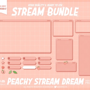 Stream Bundle Peachy Stream Dream For Quick Start / Retro / Cute / Pastel / Frame / Border / Camera / Kawaii / Pixel / Stream / Twitch