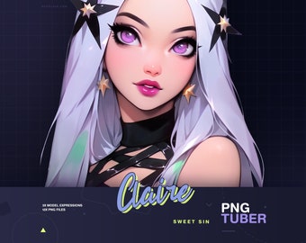 PNG Tuber Claire Sweet Sin / PNGTuber / Asset/ Model / VTuber / Vtube / Long Hair / Purple / Female / Throne
