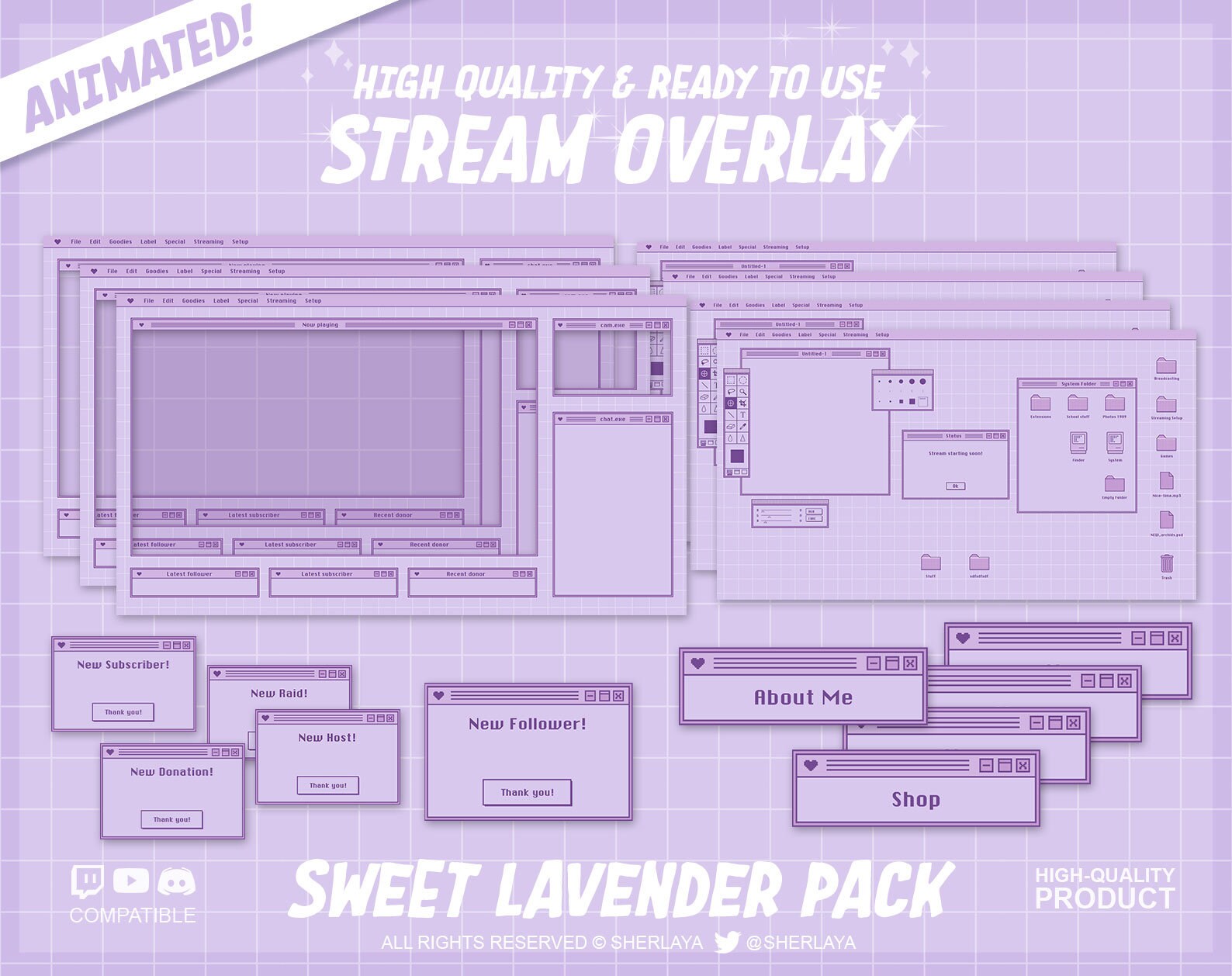 Animated Overlay Sweet Lavender Overlay COMPLETE PACK Retro / Cute ...