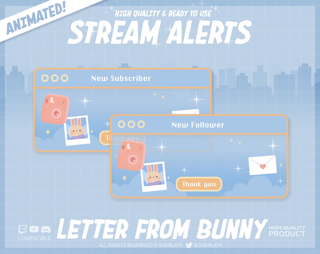 7x Animated Alerts Letters From Bunny / Flowers / Pastel / Overlay ...