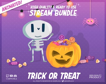 Animated Overlay Bundle Trick Or Treat / Halloween / VTuber / VTuber friendly / Spooky / Hallow / October / Horror / Ghost / Pumpkin