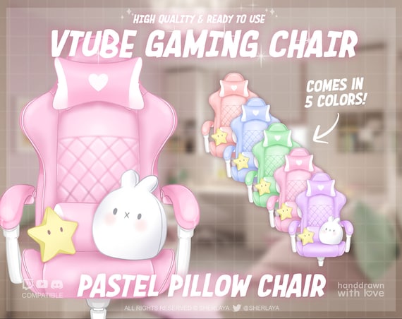 5x Vtuber Pastel Gaming Chairs With Pillow Pink Assets