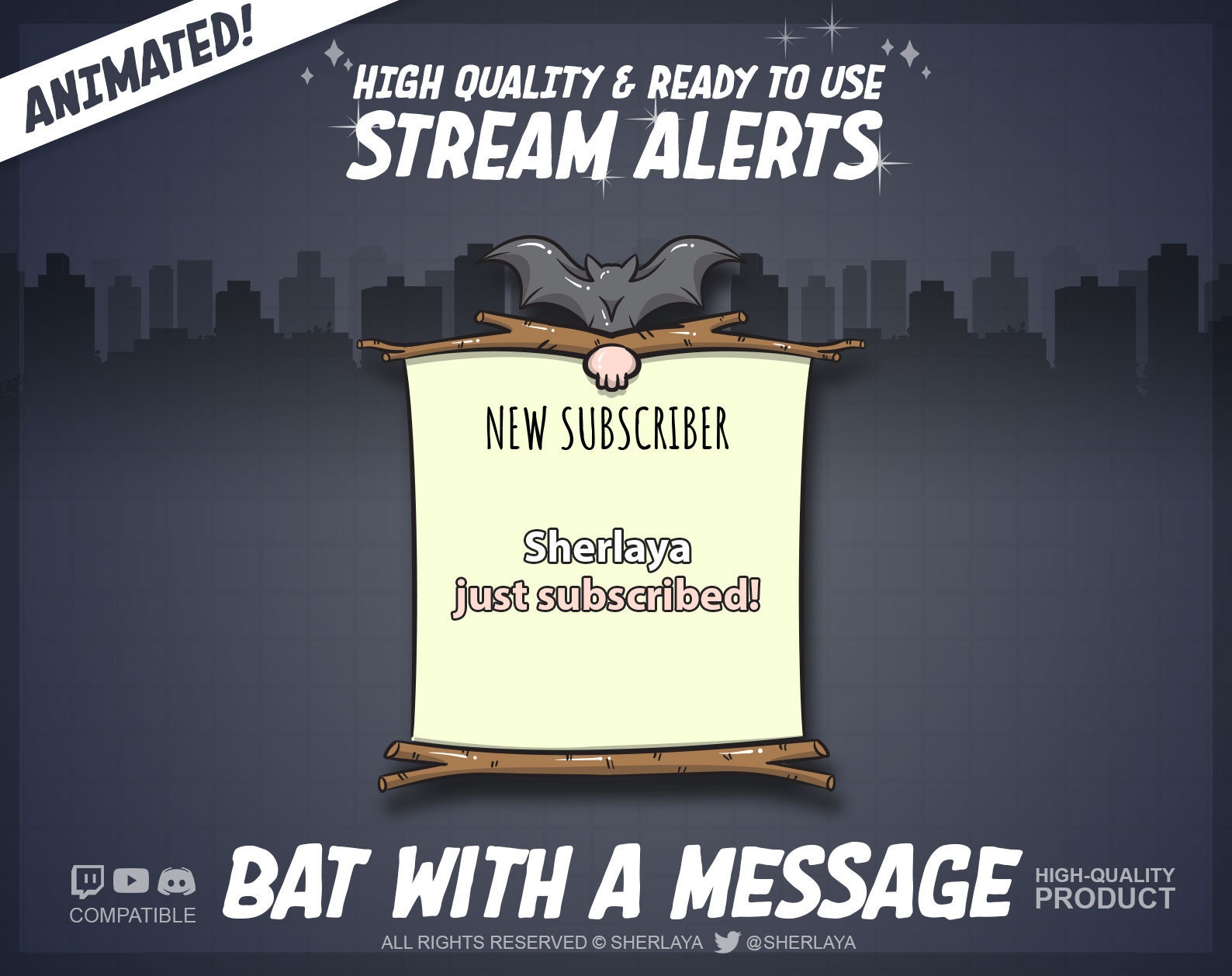 8x Animated Alerts Bat With A Message / Halloween / Alerts / | Etsy