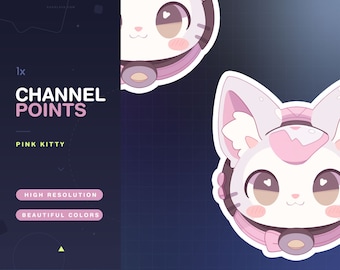 Twitch Channel Points Pink Kitty / Point / Pastel / Discord / Kawaii / Manga / Cute / Purple