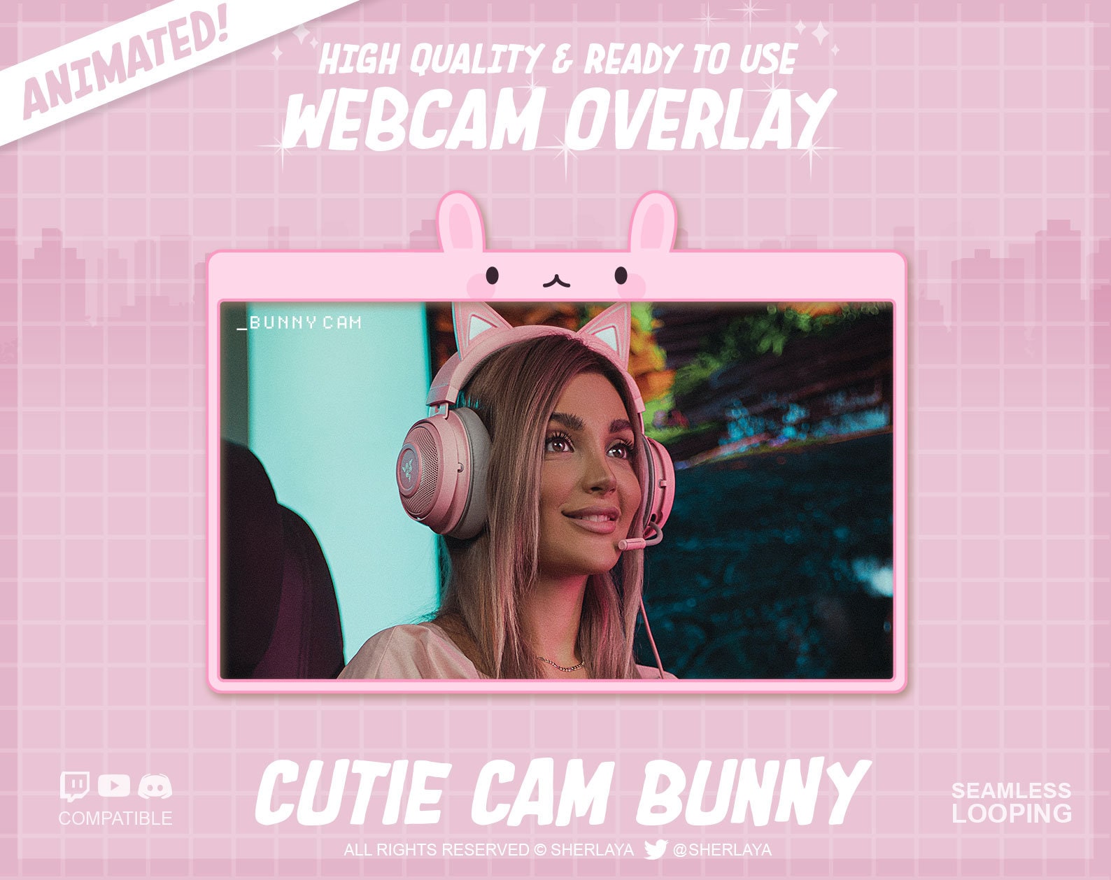 2x Animated Webcam Overlay Cutie Cam Bunny / Pastel / Cute / Camera ...