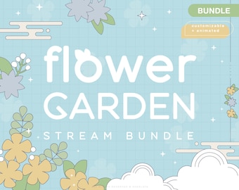 Twitch Flower Garden Stream Package Celestial / Cherry Blossom / Spring / Pastel / Pink / Overlay / Kawaii / Twitch / Animated / Clouds