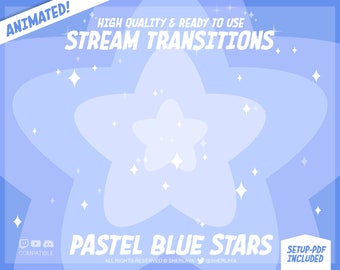 1x Stinger Transition Pastel Blue Stars / Twitch / Glossy / Pastel / Cute / Kawaii / Overlay / Stinger / Star / Pink / Scenes