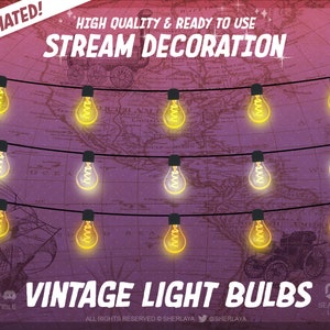 6x Animated Stream Decoration Vintage Bulb Lightchains / Retro / Lightbulb / Cozy / Xmas / Season / Add-On / Addon / Lights