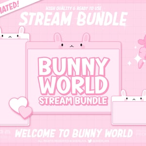 Animated Overlay Bunny World Pink / Pastel / Overlay / Border / Alert / Kawaii / Twitch / Sailor / Cute / VTuber / VTuber friendly