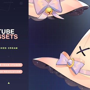 Vtuber Assets Hat Witched Cream / Vtube / Vtubing / Twitch / Kawaii / Manga / Cute / Angel / Watercolor / Head
