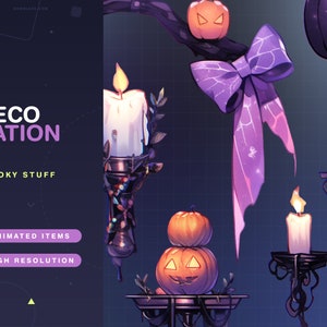 6x Animated Decoration Stream Asset Spooky Stuff / Halloween / Witchy / VTuber / Cute / Shadows / Party / Vtube / Kawaii / Animated /