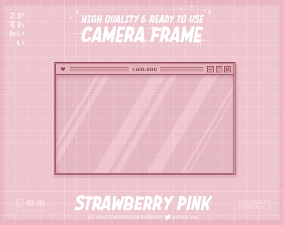 Webcam Overlay Strawberry Pink Windows Pastel Border Pixel