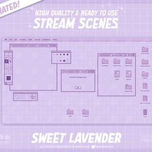 4x Stream Screens Sweet Lavender Retro / Cute / Pastel / Frame / Border / Camera / Kawaii / Twitch / Pixel / Stream