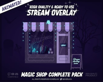 Animated Overlay Magic Shop COMPLETE PACK Witchy / Witch / Wicca / Cute / Dark / Occult / Halloween / Alerts / Kawaii