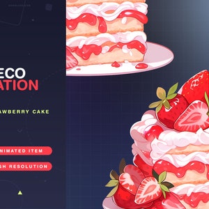 1x Animated Decoration Stream Asset Strawberry Cake / Halloween / Witchy / VTuber / Cute / Shadows / Wicca / Vtube / Kawaii / Animated