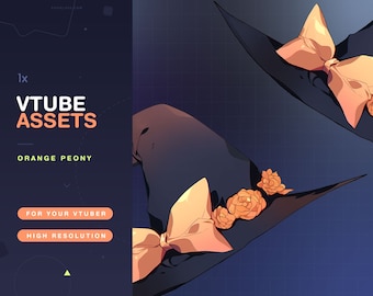 Vtuber Assets Hat Orange Peony / Vtube / Vtubing / Twitch / Kawaii / Manga / Cute / Witch / Halloween / Head