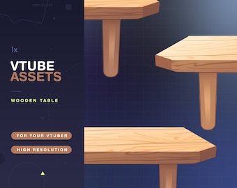 Vtuber Assets Wooden Table / Vtube / Vtubing / Twitch / Kawaii / Manga / Cute / Brown / Watercolor / Acrylics