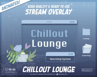 Animated Overlay Chillout Lounge Blue / Pink / Lofi / VTuber / VTuber friendly / Alerts / Kawaii / Cute / Ambient / Flower