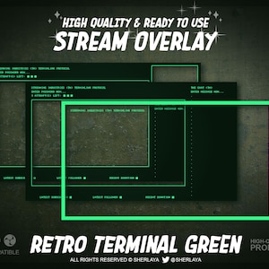 3x Stream Overlay Retro Terminal Green / Vintage / VGA / Pixelart / DOS / Terminal / Computer / Fallout / Apocalypse / Atomic image 1