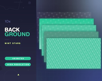 10x Vtuber Animated Stream Backgrounds Mint Stars / Vtuber / Vtube / Assets / Cute / Blue / Water / Kawaii / Green / Peppermint