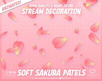 1x Animated Stream Decoration Sakura Petals Fullscreen Overlay / Spring / Cherry Blossom / Pink / Summer / Season / Japan