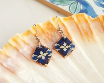 Blue tile earrings, Italian tile earrings, Amalfi coast art earrings, Mediterranean earrings, Azulejo dangle earrings, Italy lover gift