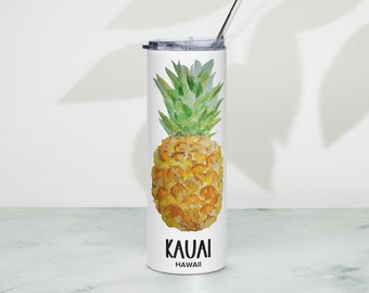 Kauai pineapple Stainless steel tumbler, Kauai souvenir, Hawaii gift, 20 oz.