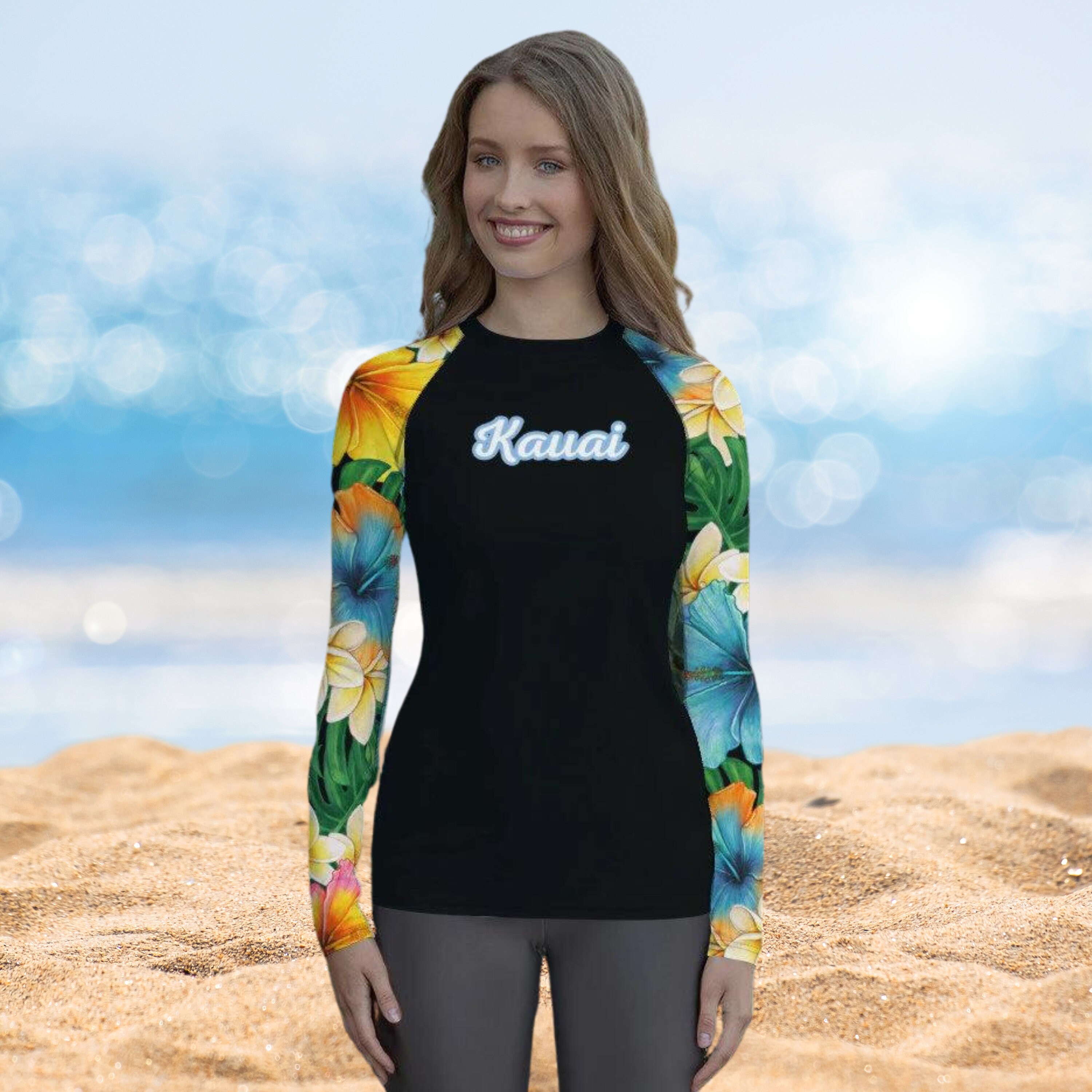 Happy Floral Women's Long Sleeve UPF 50+ Uv Sun Protection Shirts Quick Dry  Men Hoodie Zip Sunscreen Wetsuit Black