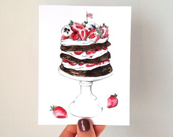 Get Cake greeting card - handmade card - typography card - cake card - Birthday card